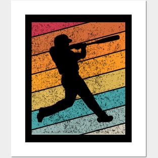 Baseball Outdoor Sports Retro Sunset Design Posters and Art